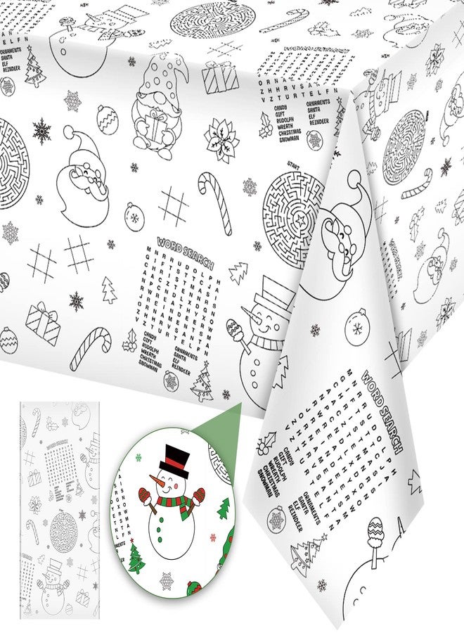 FunnyPars 1 Pack Christmas Tablecloth Xmas Activity Paper Tablecloth Santa Claus Snowman Gnome Color-in Paper Disposable Tablecover for Kids Christmas Winter Holiday Birthday Party Decoration 54X108 Inch - Image 1